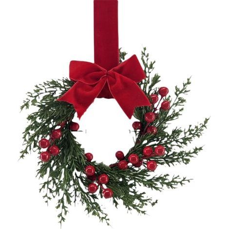 Weihnachtsdekoration: künstliche Kränze für die Haustür, großer eleganter Kranz, Mini-Kranz mit künstlichen roten Beeren und Schleife, kleiner Weihnachtskranz für Kleiderschränke und Fenster (1/5)