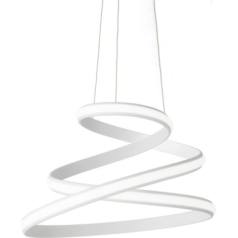 Lampada a sospensione moderna VUELTA a LED in metallo verniciato D57 cm BIANCO (1/4)