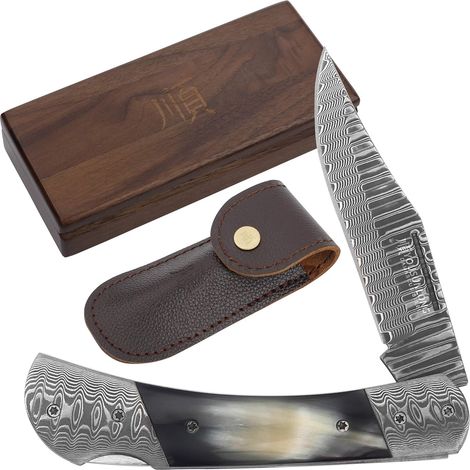 195mm Utility Folding Knife Damascus Steel Blade Pocket Tool for Daily Outdoor Use (1/5)