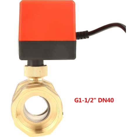 1 Stück DC 12V G1-1/2" DN40 2-Wege-Kugelhahn mit motorisiertem Stellantrieb aus Messing für Klimaanlagen (1/5)