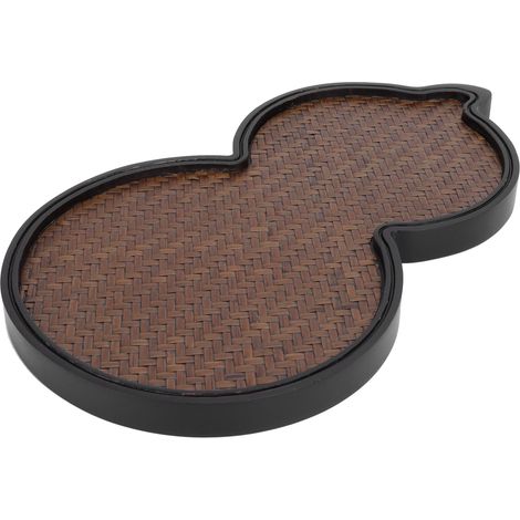 Plateau à thé en bambou avec surface mate, petite assiette à thé pour service à thé, soucoupes, calebasse pour la cérémonie du thé (1/5)