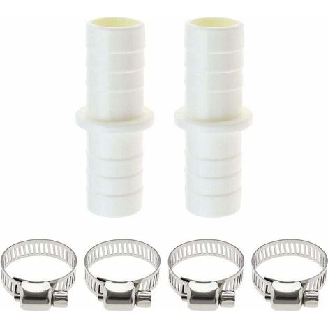 2 pièces raccords rallonge pour tuyau d’évacuation lave-linge et lave-vaisselle – adaptateur plastique avec 4 colliers de serrage inclus – compatible eau claire et eaux usées