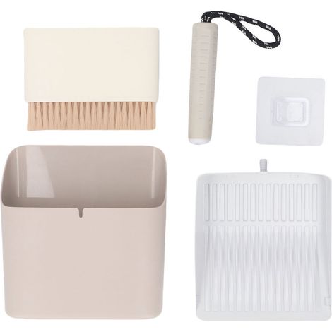 Kit de pelle à litière pour chat avec support et brosse de nettoyage, pelle à merde en acier inoxydable, tamisage efficace blanc (1/5)
