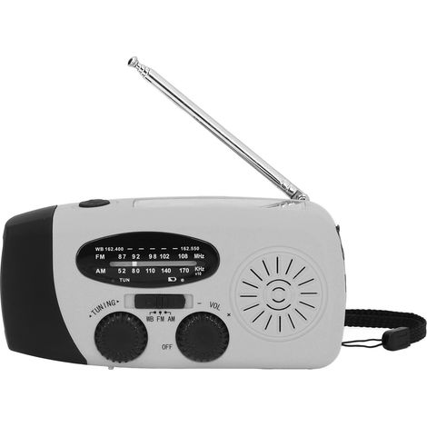 Lot de radio à dynamo manuelle et lampe solaire d'urgence argenté (modèle USA, avec batterie intégrée) - Certifié CE/FCC/ROHS/MSDS (1/5)