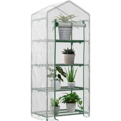 Serre de jardin, étagères multiples, protection durable contre les intempéries, BLANC (1/2)
