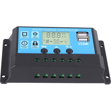 30A 12V/24V PWM Solar-Laderegler, Entladeregler mit LCD-Bildschirm, zwei USB-Anschlüssen, wasserdichter Batterieregler für Wohnmobile und Solaranlagen (1/5)