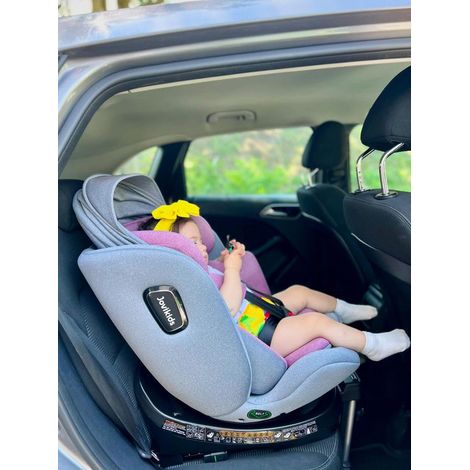 Siège auto Jovikids pivotant 360° avec Isofix, norme i-Size pour 40–150 cm (de la naissance à 12 ans), siège dos à la route avec fonction allongée et auvent amovible, ECE R129, rose (1/4)