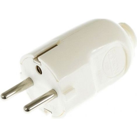 Fiche mâle Schuko 250VAC/16A blanche : facile à installer, connectivité fiable pour bureaux et espaces commerciaux