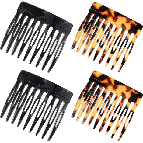 4 Pcs Small French Combs, 2 Colors Vintage French Side Combs, Hair Clips, Small Decorative Combs for Thin Hair Women Girls Twist Hairstyles (1/5)