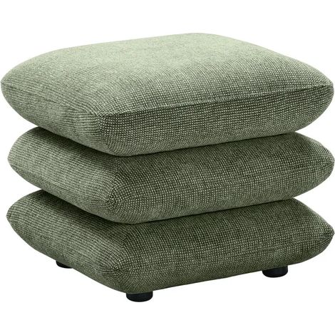Pouf carré pivotant coussins empilés tissu chenille vert – LOUELLA (1/5)