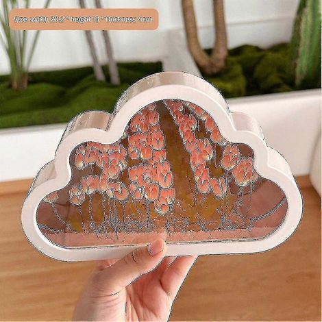 Veilleuse miroir nuage tulipe faite main - Lampe décorative de chambre à faire soi-même, cadeau pour femme (1/3)