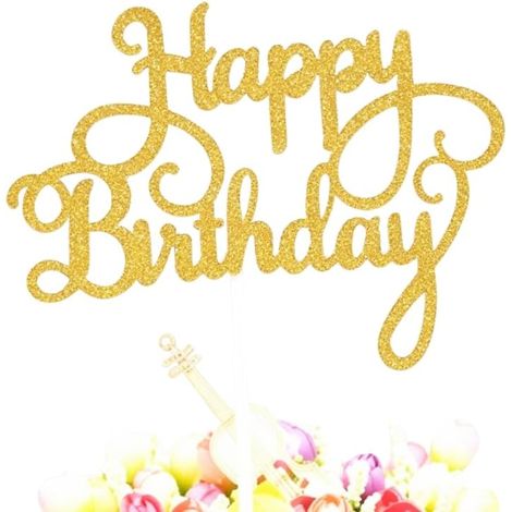 Lot de 12 bougies d’anniversaire en chiffre de 0 à 9 et décorations “Joyeux Anniversaire” dorées - Bougies élégantes en cire de paraffine haute qualité, non toxiques
