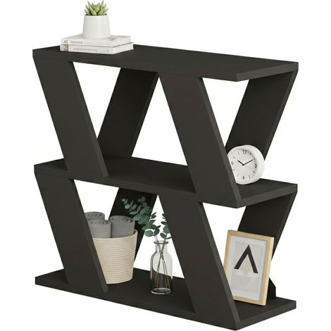 Dmora - Tavolino da salotto Beniamina, Tavolo basso da caffè, Portariviste per divano, Ripiano da soggiorno, 60x22h57 cm, Antracite