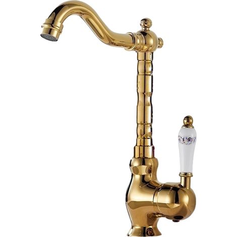 Robinet de lavabo rétro, mitigeur antique, robinet mitigeur de lavabo, mitigeur d'évier monotrou, robinet de salle de bain haut (1/5)
