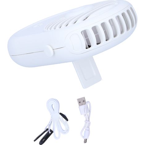 Ventilateur de cou portable rechargeable - Mini ventilateur sans mains pour bureau et extérieur - Blanc (1/5)