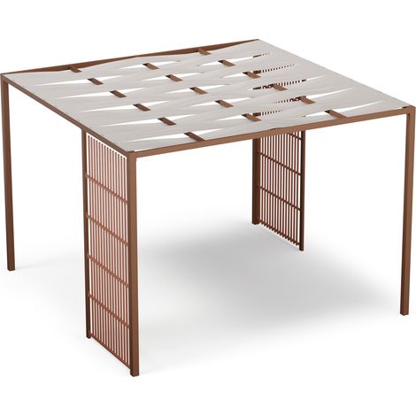 Blumfeldt Pavillon 3x3, Wasserdicht Stabil Winterfest, Pulverbeschichteter Stahlrahmen, PA-beschichtetes Dach, Integrierter Sichtschutz, Einfache Montage, Beige