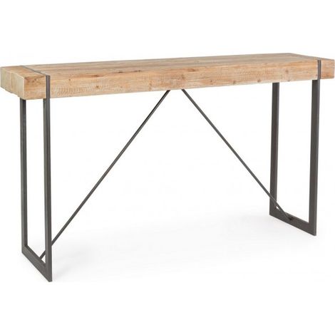 Tavolo Garrett rettangolare, con gambe, piano in legno di abete, stile industriale -200 x 50 cm (1/5)