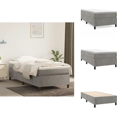 Bettgestell ohne Matratze Hellgrau 100x200 cm Samt - Samtbett - Bettesrahmen - Doppelbett - Boxspringbetten - Hellgraues Bett (1/5)
