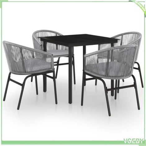 Ensemble à manger de jardin - FAFEICY - 3099234 - Gris - 4 personnes - Coussins amovibles (1/5)