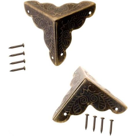 Coins De Protection - Métal Vieilli - Pour Meubles Vintage Et Caisses - 25 Mm - Lot De 10 (1/4)