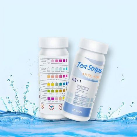 Bandelettes Test Piscine - 6 En 1 Chlore Alcalinité pH Dureté Total Eau - Pour Analyse Spa Piscine Extérieure Intérieure - Lot De 100 (1/5)