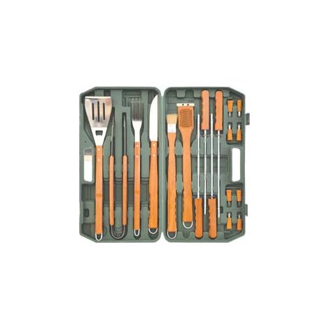 ATTREZZI ACCIAIO INOX PER BARBECUE IN SET 18 PEZZI    LAPILLO