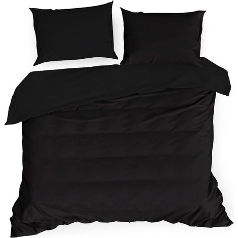 Linge de lit en coton noir 160x200