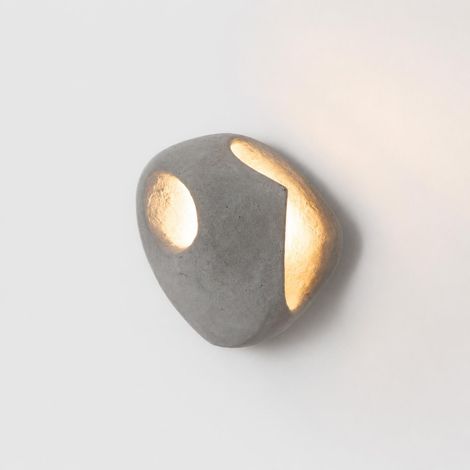 Aplique De Pared Cemento "BASALT" - Diseño Orgánico - 1xG9