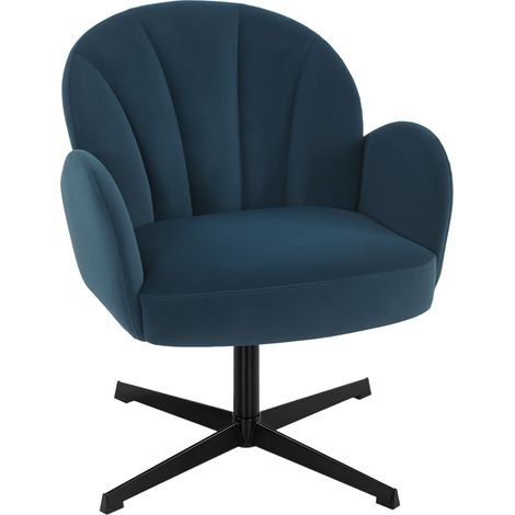 HOMCOM Modern Accent Chair, Shell Swivel Armchair, Dark Blue