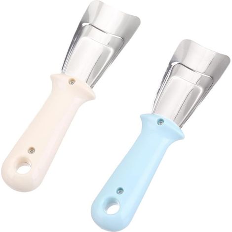 2 Pièces Grattoir pour réFrigéRateur, Dégivreur, Grattoir de déGivrage, Pelle à dégivrage, Grattoir glace (Bleu et Beige) (1/5)