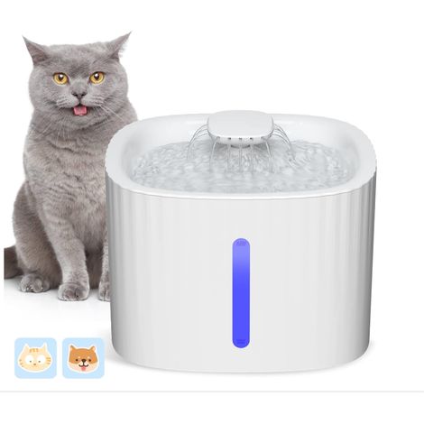 Fontaine à Eau pour Chat Chien 3L, Distributeur Eau pour Chat Silencieux avec LED Fenêtre de Niveau d'eau (1/5)