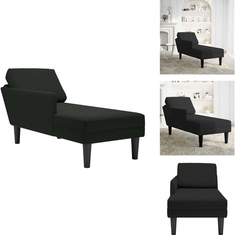 Fauteuil long avec coussin et accoudoir droit noir velours - Fauteuil Long - Fauteuils Longs - Fauteuil - Fauteuil De Salon (1/5)