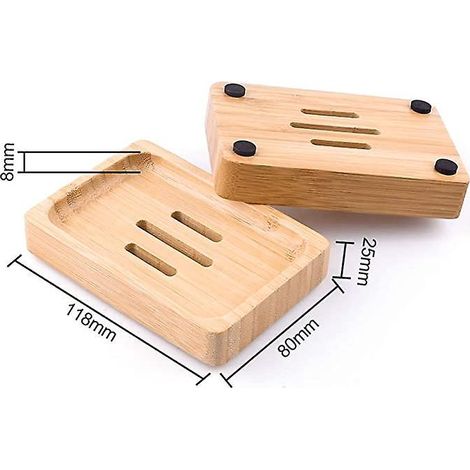 bambou Naturel En Bois Porte Savons Bote Savon Pour Cuisine Salle De Bains Ponge Savon (1/5)
