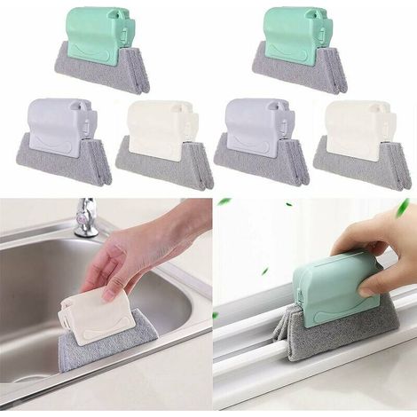 Brosse de nettoyage pour fentes de fenêtre Brosse de nettoyage de fente créative Brosse de nettoyage de fenêtre magique --Lefou 6 morceaux (Trois couls) (1/5)