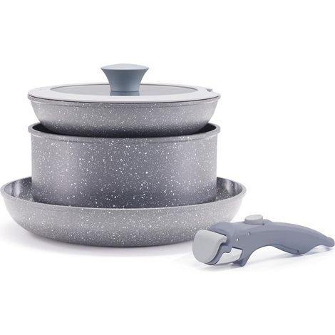 Keramik Topfset Pfannenset 9-teilig Rosa Antihaft Camping Induktion & Backofen (1/5)