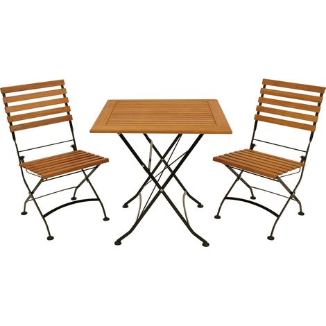 Klappgarnitur HOFGARTEN 3-teilig, Flachstahl schwarz + Eukalyptus, FSC®-zertifiziert (1/5)