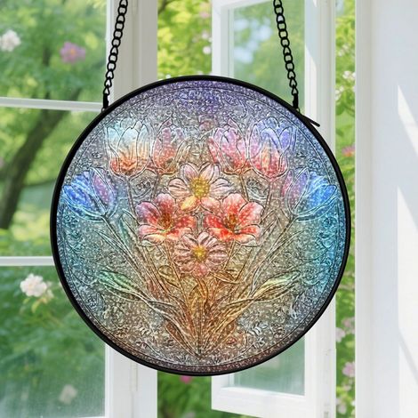 30cm Suspension en vitrail - Attrape-soleil unique artistique coloré élégant, décoration fenêtre unique, cadeau Noël, Fête des Pères pour homme, femme (1/5)