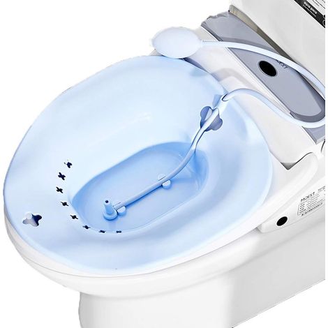 Asiento de baño portátil, PP duradero, dispositivo de enjuague de silicona, para hemorroides y cuidado posparto. (1/5)