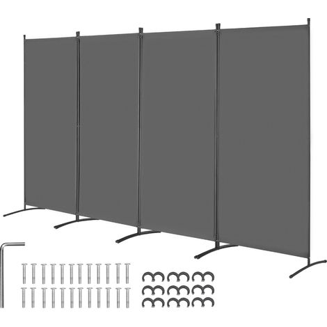 Mophorn 4-Panel-Raumteiler, faltbarer Sichtschutz, tragbare Trennwand zur Raumtrennung, freistehende Trennwand für Büro, Schlafzimmer, Arbeitszimmer, grau