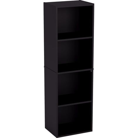 4 Niveau Cube Bibliothèque, Moderne Space-Saving Meuble de Rangement for Salon, Chambre Or Bureau, Autoportant Exposition Shelf, H106xW32xD24cm (Noir) (1/5)