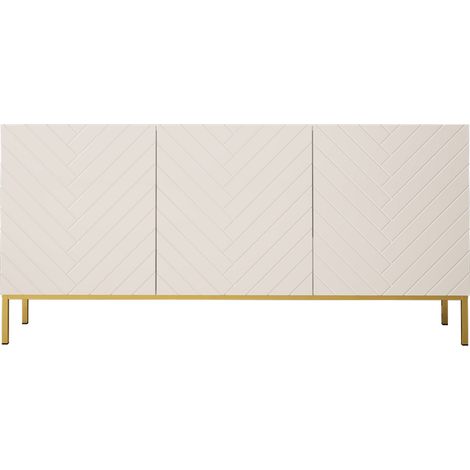 Cassettiera GINAX 160 cm in bianco lucido con cornice dorata