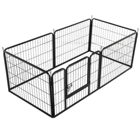 Parc Enclos pour Chiens Chiot Lapin Rongeur Clôture en Métal pour Exercice Pliable Hauteur 60cm, 6 Panneaux,Noir (1/5)