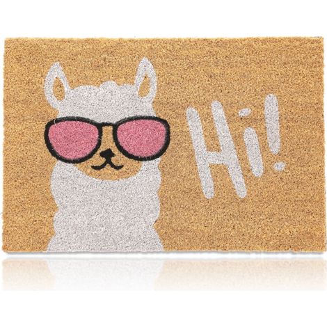 Relaxdays Felpudo Llama, Coco, 60 x 40 cm, Antideslizante, Resistente Intemperie, Alfombra Interior/Exterior, Multicolor (1/5)