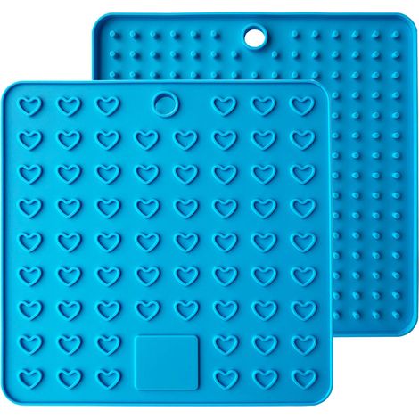2 tapis de table en silicone Divers accessoire de portail, anti-brûlure, anti-salissures, carrés, 18,5 cm, noir/jaune/bleu/gris (1/5)