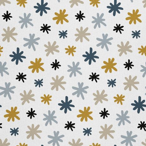 Tela decorativa para exteriores tipo oxford con estampado de copos de nieve pintados. (1/5)