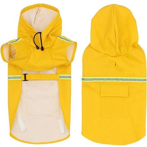 Manteau pour chien - Imperméable pour chien - Un imperméable jaune style cape pour chiens - bandes réfléchissantes pour une protection optimale contre le vent et la pluie - convient aux chiens de tail (1/5)