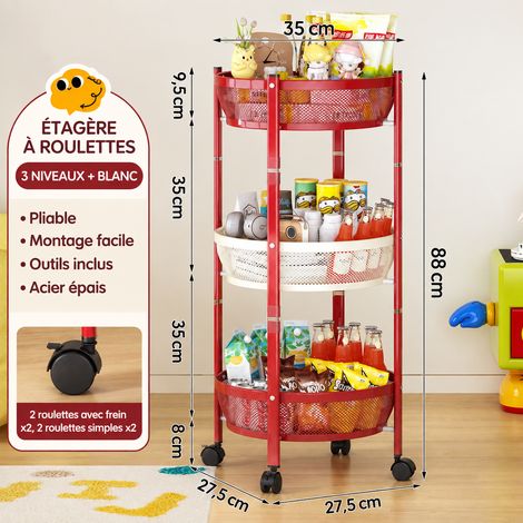 Bout de canapé pliable sans montage à 3 niveaux rouge, étagère d'appoint pour salon et chambre, 900 g – Livraison gratuite