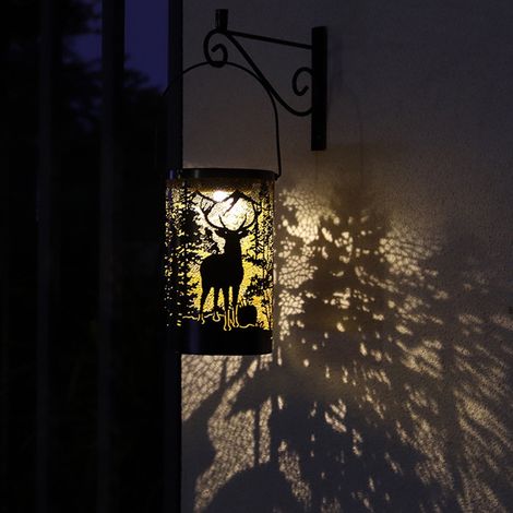 Lanterne Solaire Extérieure - En Fer - Design Ajouré - Projection Lumineuse - IP55 - Pour Jardin, Terrasse, Balcon - 1 Pièce (1/5)