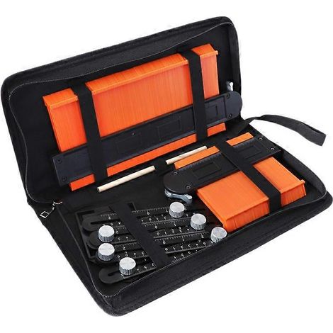 Jeu de gabarits de contour 5 pouces/10 pouces avec règle pliante à 6 volets, duplicateur de formes à verrouillage métallique, gabarit de profil de carreaux avec trous