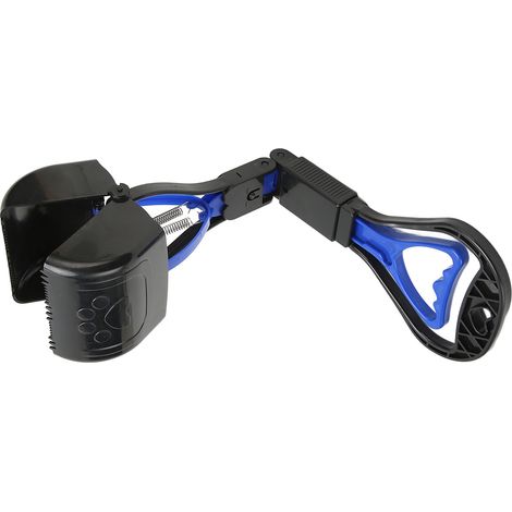 Ramasse-crottes pour animaux de compagnie multifonctionnelle à long manche, robuste, durable, pliable et portable, pour l'extérieur (bleue) (1/5)